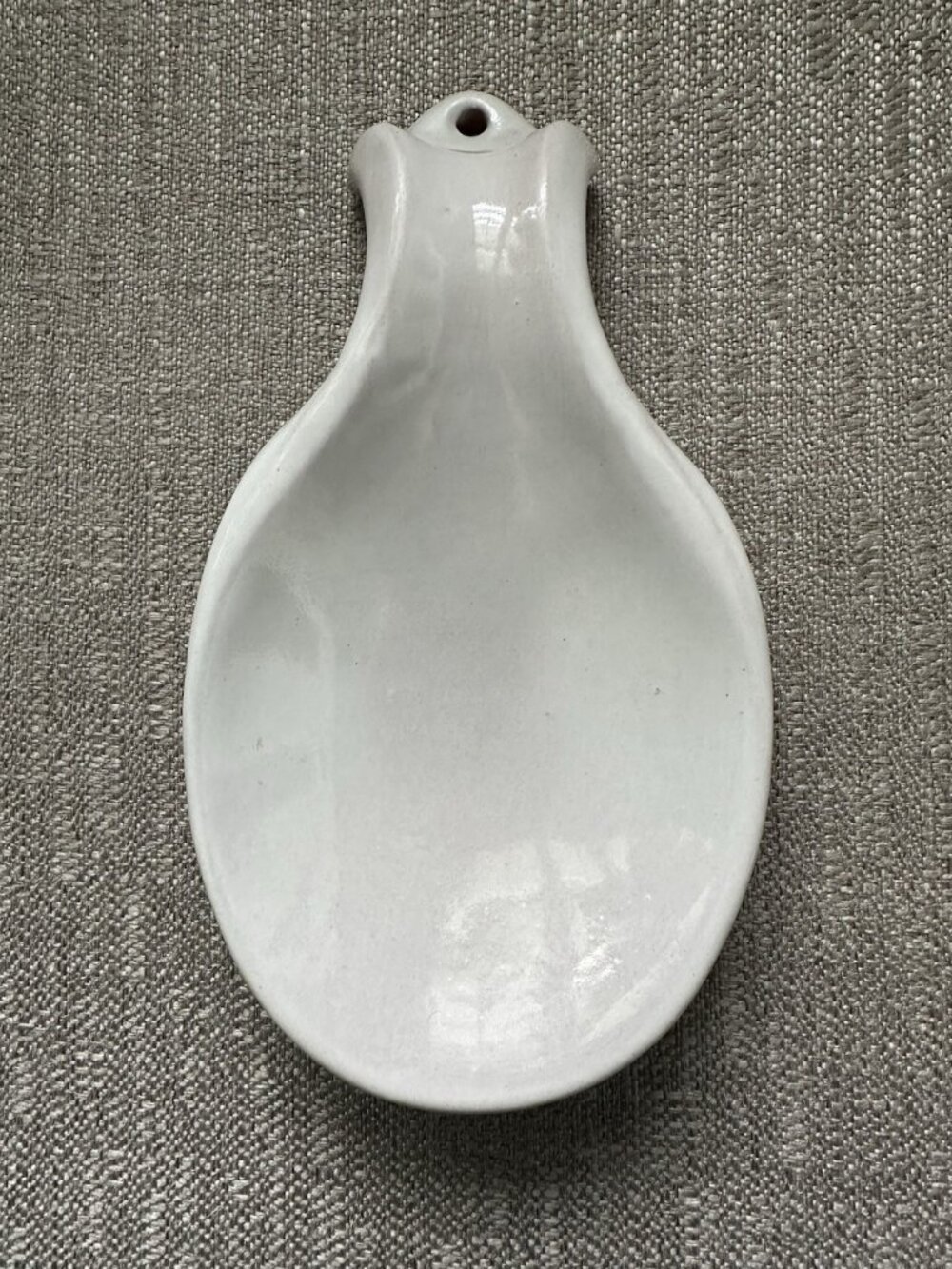 Vintage Frankoma Pottery 4Y Bone White Spoon Rest Holder Red Clay Stoneware MCM